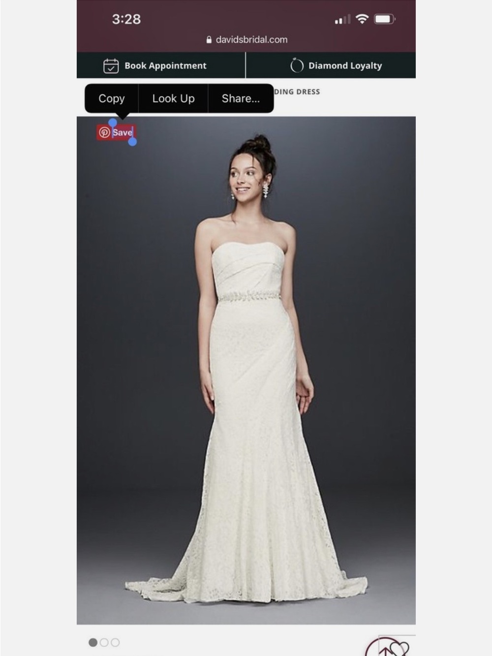 Classy Galina WG3381 trumpet wedding dress featuring all-over botanical